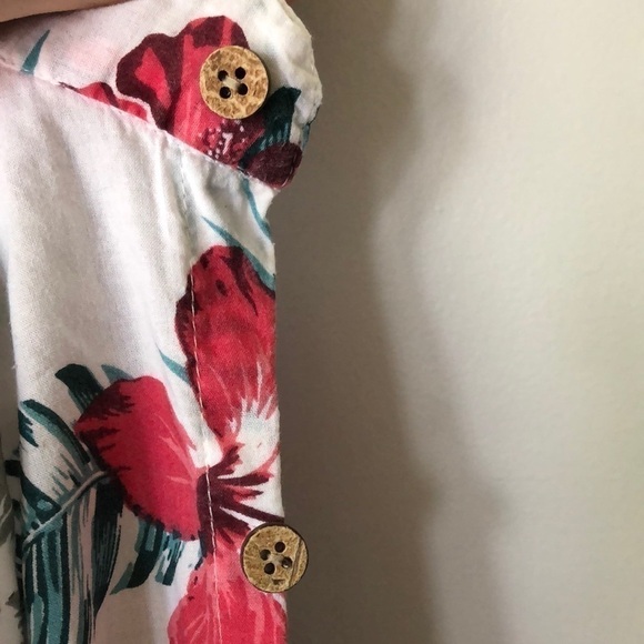 SOUL Star floral patterned light short sleeve cotton button down - Picture 7 of 7